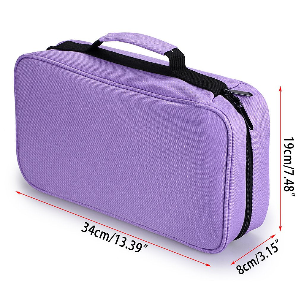 BTSKY Art Marker Carrying Case Lipstick Organizer-60 Slots Canvas Zippered Storage for Touch Spectrum Noir Paint Sharpie Markers, Empty Wallet Only (Purple)