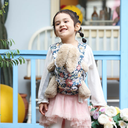 GAGAKU Baby Doll Carrier - Kids Toy with Adjustable Straps for Stuffed Animal Dolls - Gray - Smiling Daisies