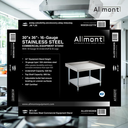 Allmont 16 Gauge All Stainless Steel 30"X36"X24"H Equipment Stand