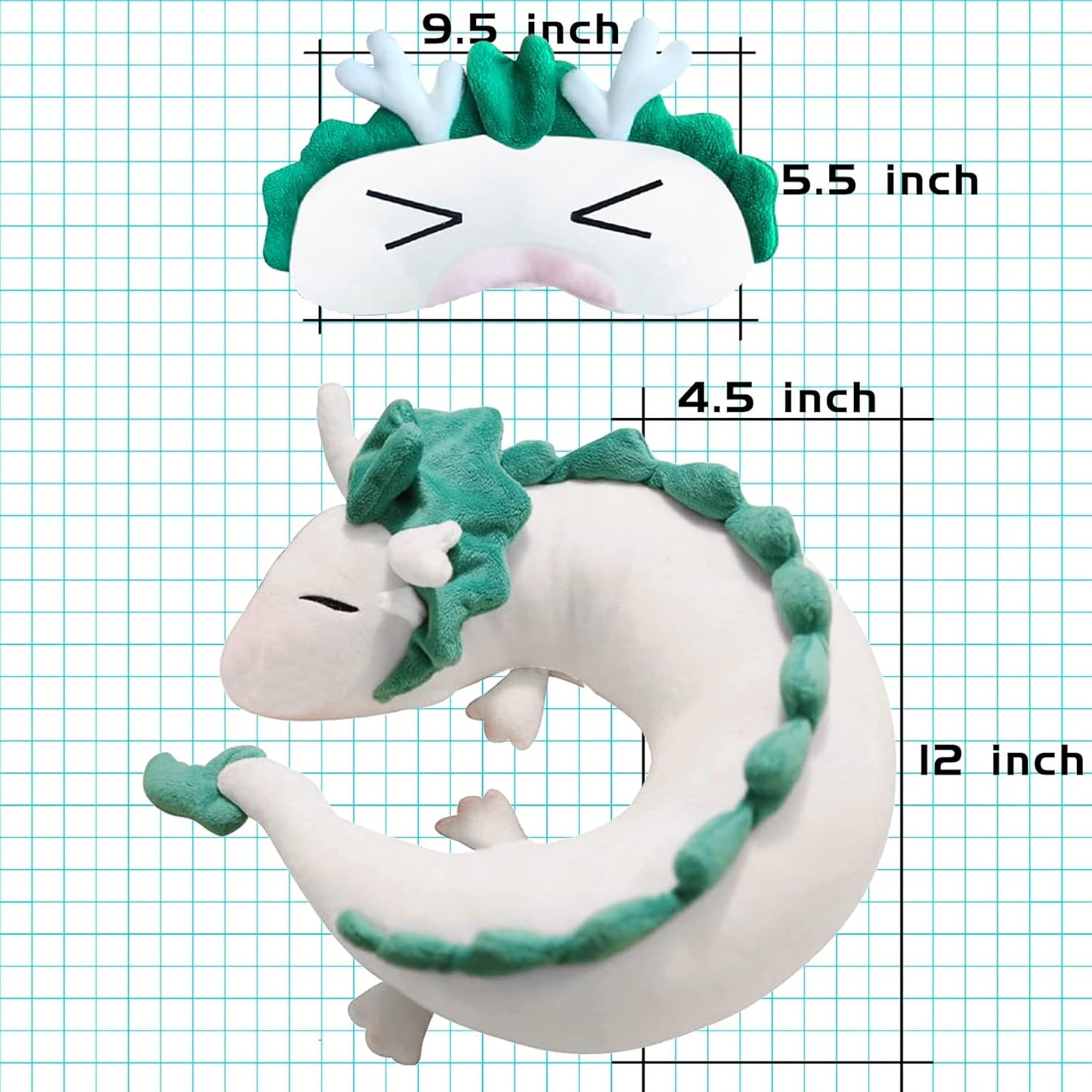 Anime Dragon U-Shape Neck Pillow with Cute Plush Toy and Sleep Mask, Perfect for Travel, Christmas, Birthday Gift