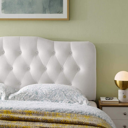 Modway Annabel Diamond Tufted Performance Velvet Queen Headboard in White