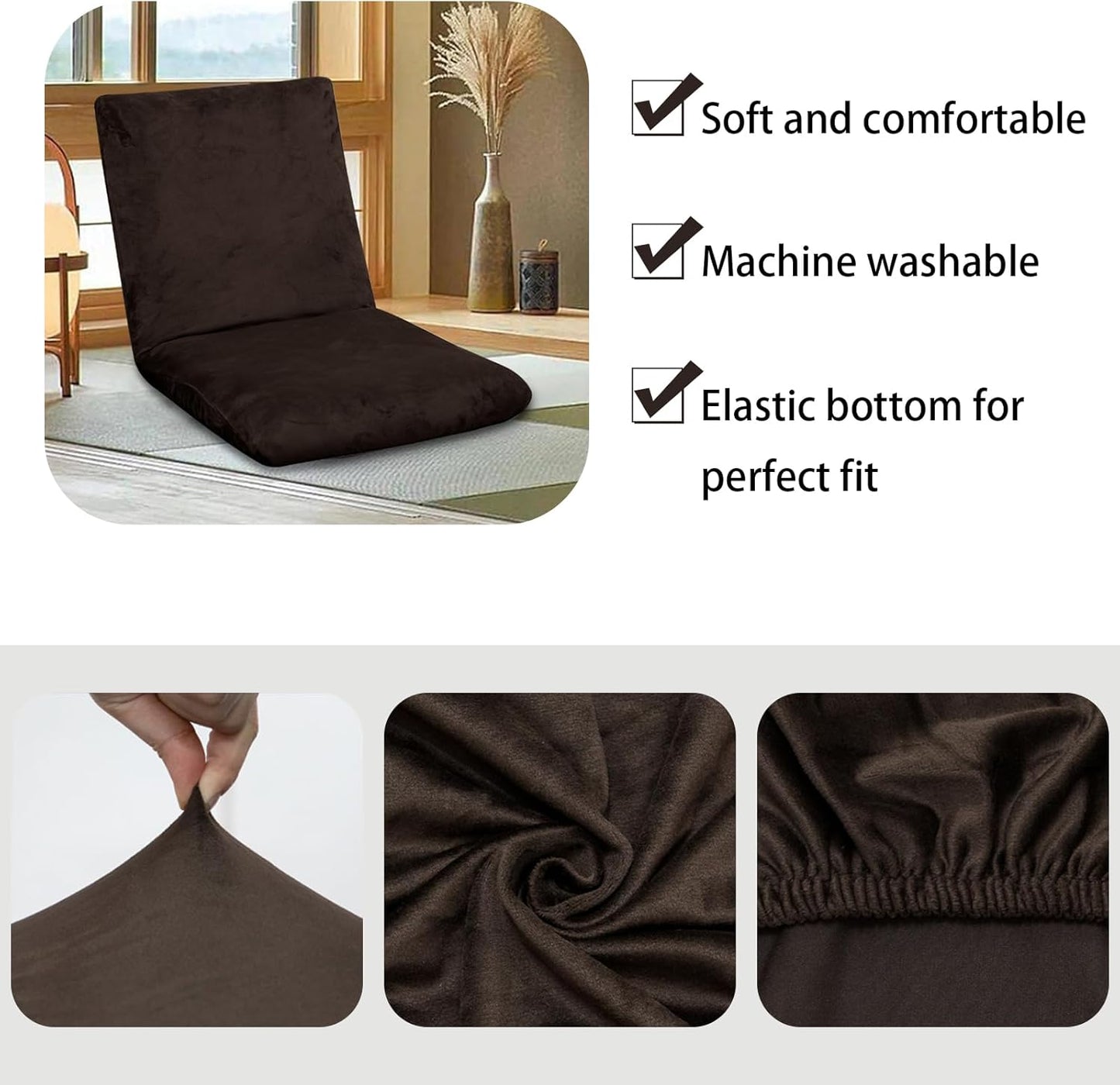 YAQSFGRZ 2 PS Floor Chair with Back Support Cover ONLY,Adjustable Position Folding Sofa Chair Padded Sleeper Bed Couch