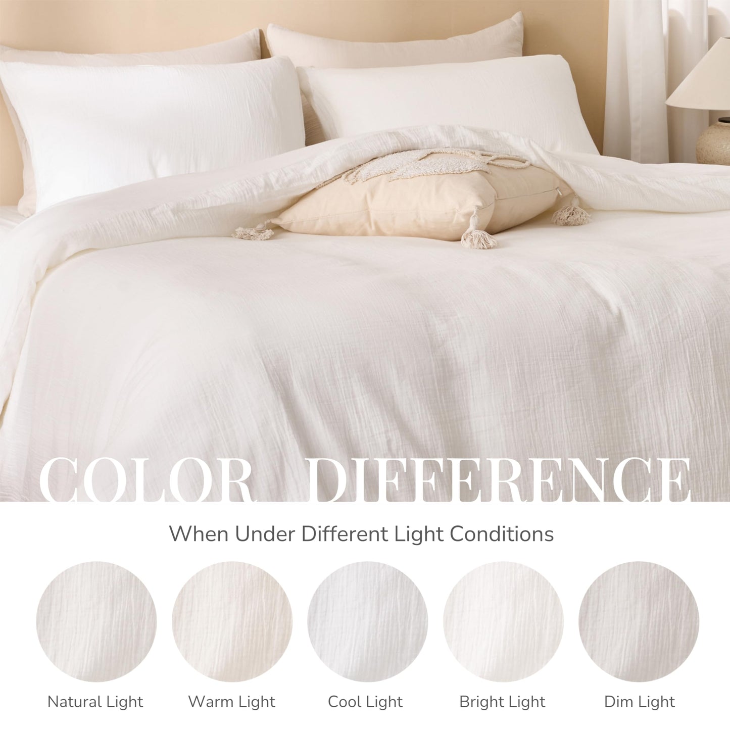 RENEWROOTS Off White Duvet Cover Queen Size, 100% Sandwashed Cotton Soft Queen Duvet Cover Set 3 Pieces with Zipper Clousre & Corner Buttons (Off White, Queen 90 x 90)