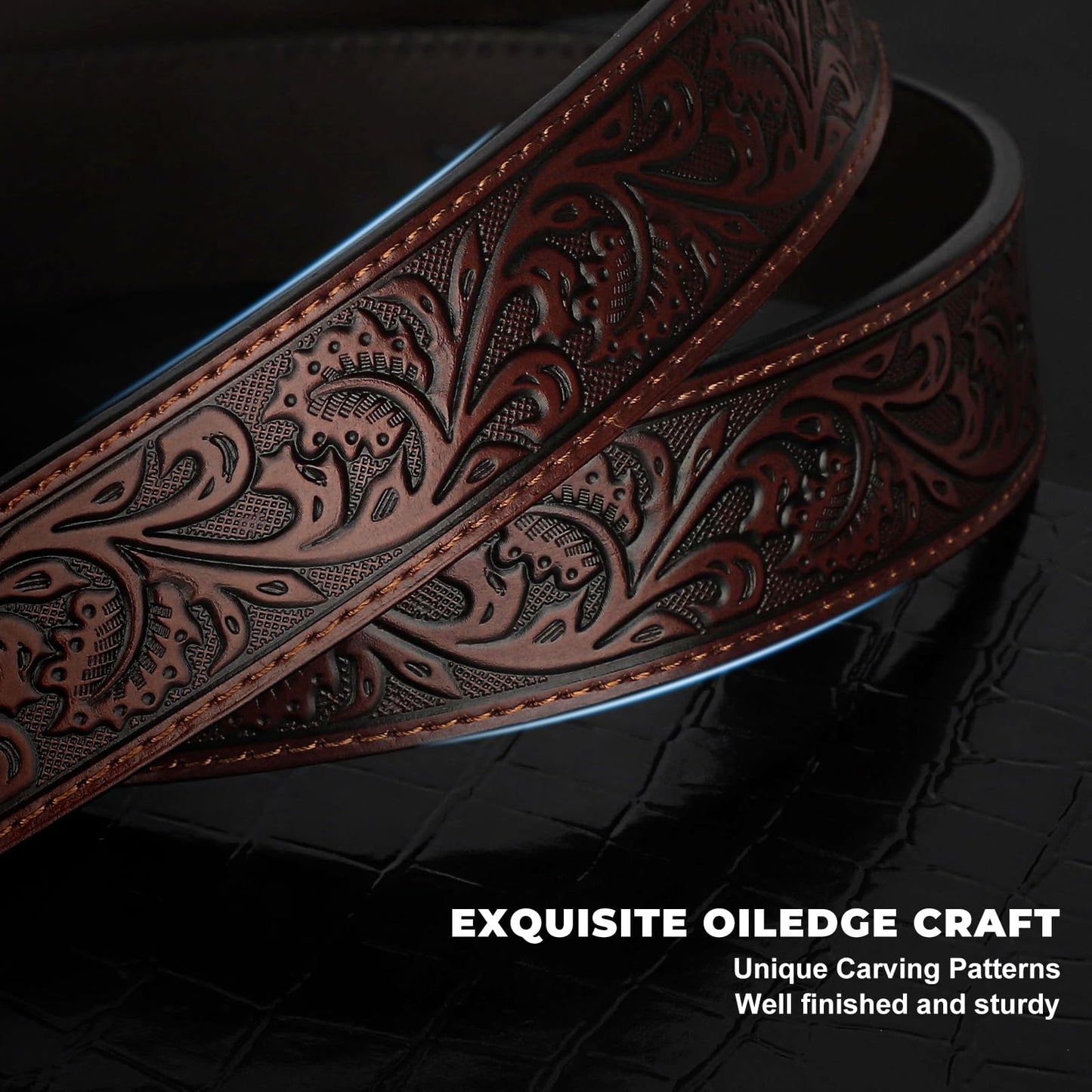 BELTROAD Western Leather Buckle Belt for Men Women Cowboy Cowgirl Mens Leather Belt for Jeans Christmas Men's Belt Gifts