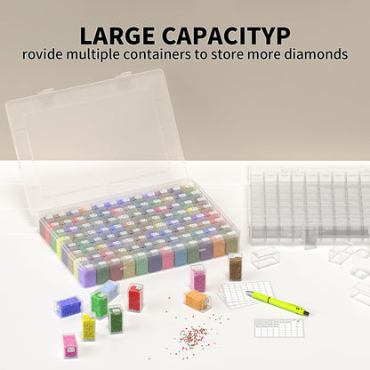 VANSUNS Newly Upgraded Transparent Large Capacity Diamond Painting Storage Containers,96 Grid Craft Organizers and Storage, Suitable for Nail Art, Necklaces, Bead Storage Containers