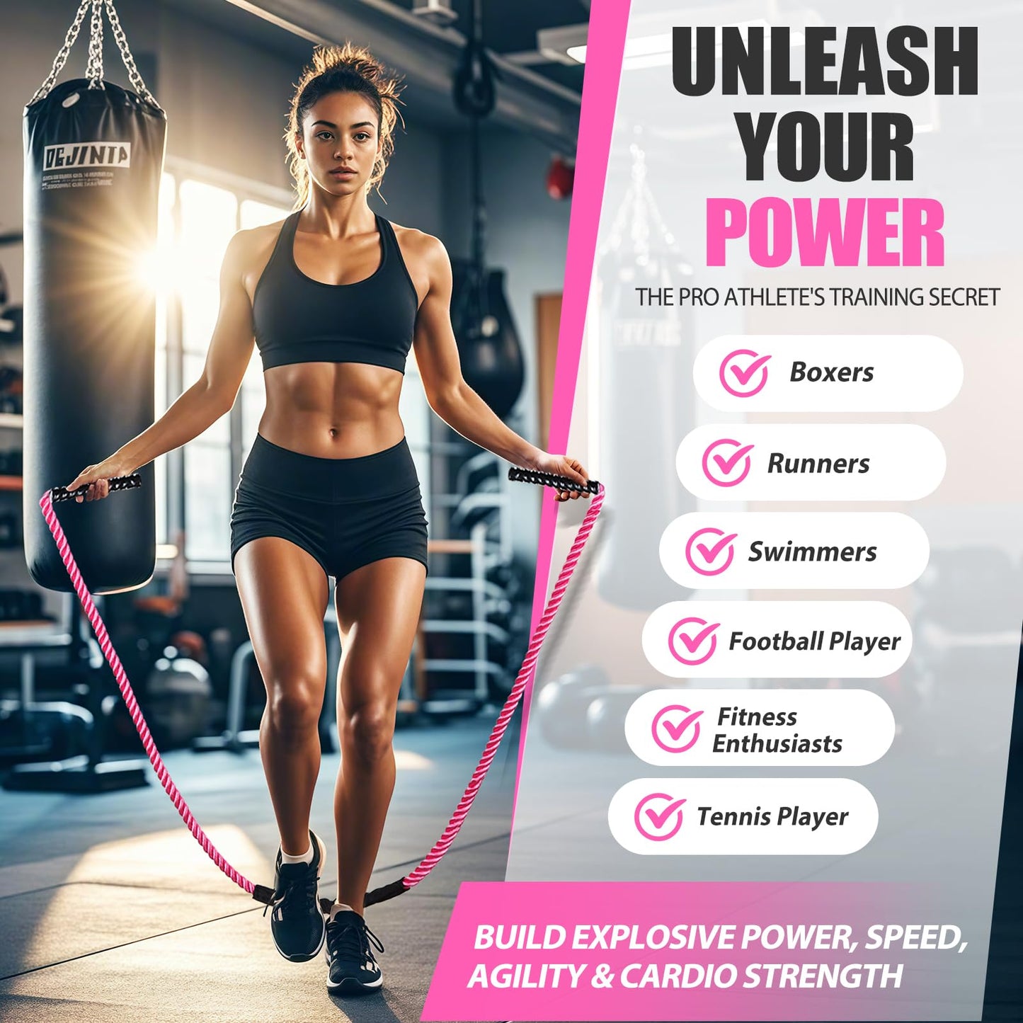 KUZARO Jump Rope, Weighted Jump Rope for Women, 2.5LB Adult Skipping Rope for Fitness, Home Gym Workout Equipment, Heavy Exercise Jumpropes for Weight Loss, Shape body, Strength Training, Total Body Workout