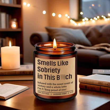 GSPY Smells Like Sobriety Candle - Sobriety Gifts for Women, Men - 2 Year Anniversary, 1 Year Sober Gifts Ideas - Funny Birthday, Sober Celebration, Recovery, Proud of You Present for Her, Him