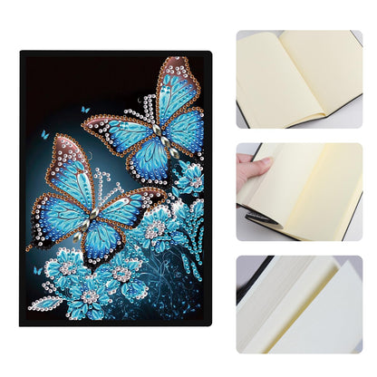 JISHSHAY Diamond Painting Notebook Journal Diamond Art Note Book Gem Art Sketchbook Gem Painting Diary Mosaic Kits for Adults Blank Notebook with Special Shaped 14.5×21cm/5.7×8.26in Butterfly Flower