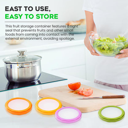 Avocado Saver and Onion Storage - Avocado Keeper Tomato Saver 4-Piece Set Silicone Food Storage Containers & Lemon Garlic Potatoes Saver - Reusable Fruit and Vegetable Storage Containers for Fridge