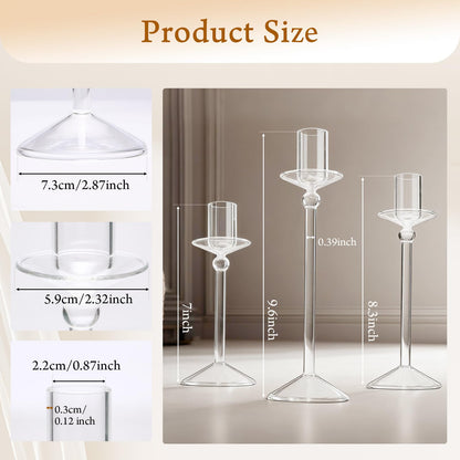 CHILL RECIPE Bow Candle Holder Glass Taper Candlestick Holders with Built-in Candle Drip Protectors Bows Decor for Table Centerpiece Wedding Party Halloween(Black)