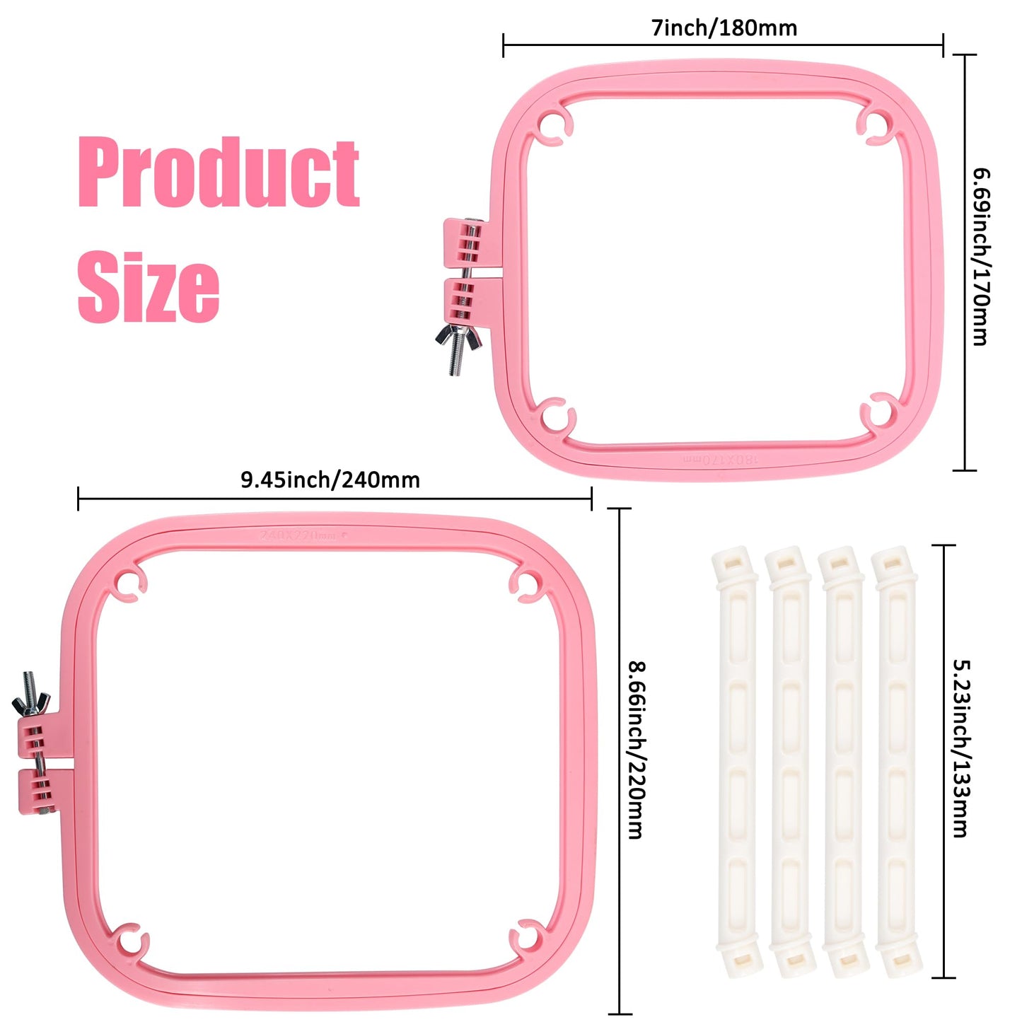 guofa Square Embroidery Hoop Stand，ABS Plastic Cross Stitch Stand, Embroidery Hoop Holder for DIY Craft, Punch Needle Hoop, Sewing Needlepoint Frame Stand (pink)