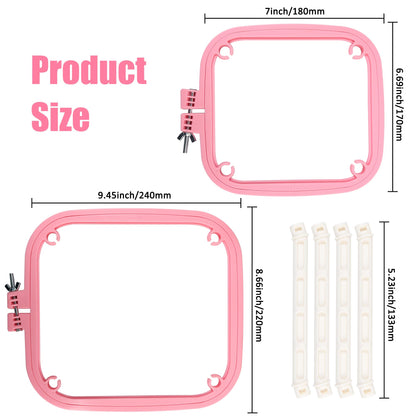 guofa Square Embroidery Hoop Stand，ABS Plastic Cross Stitch Stand, Embroidery Hoop Holder for DIY Craft, Punch Needle Hoop, Sewing Needlepoint Frame Stand (pink)