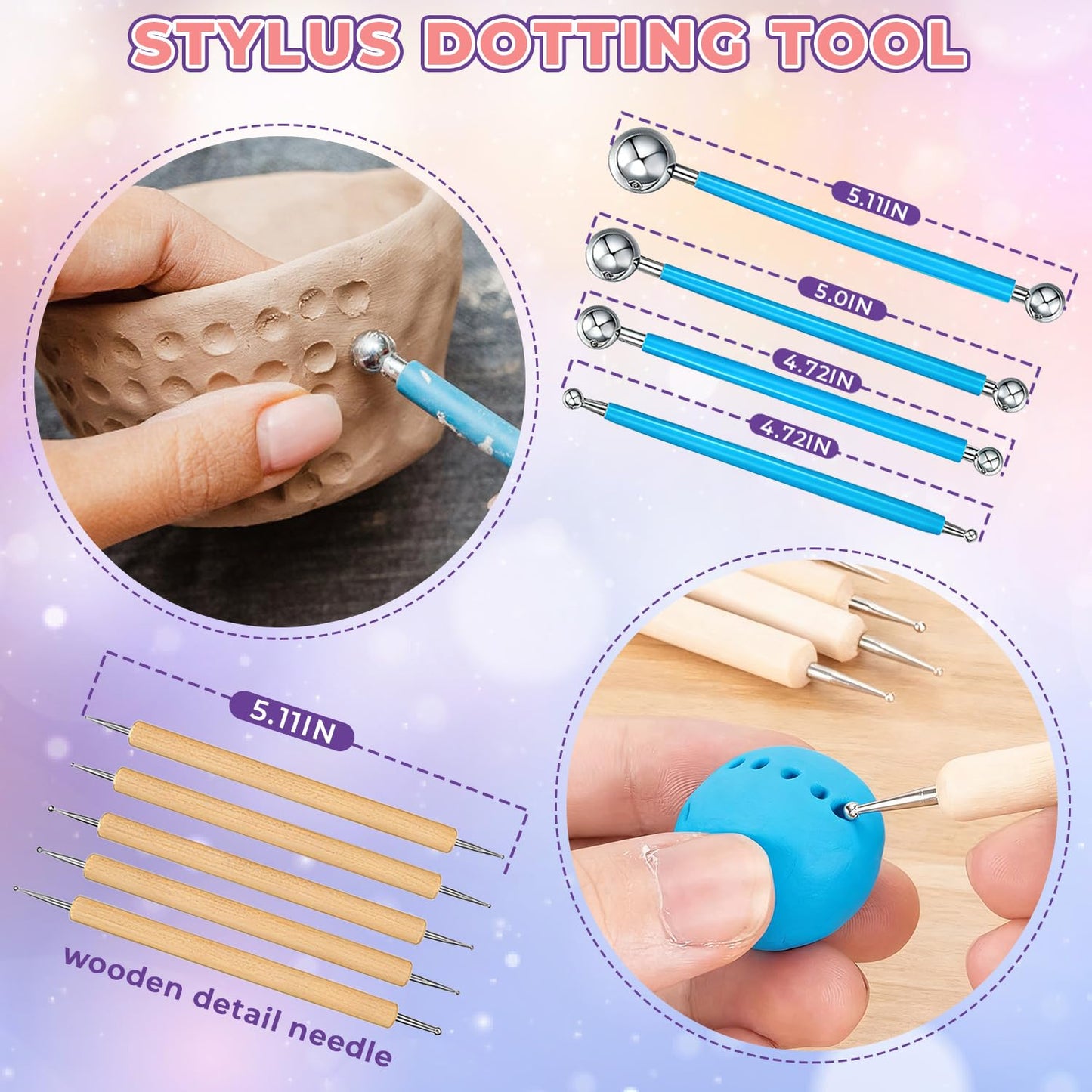 100ml Air Dry Clay Glaze and 29pcs Clay Tools Kit - Waterproof Scratch-Resistant Gloss Varnish Protects from Wear/Cracking, Pottery Tools for Stippling, Carving, Molding & Shaping Clay Crafts
