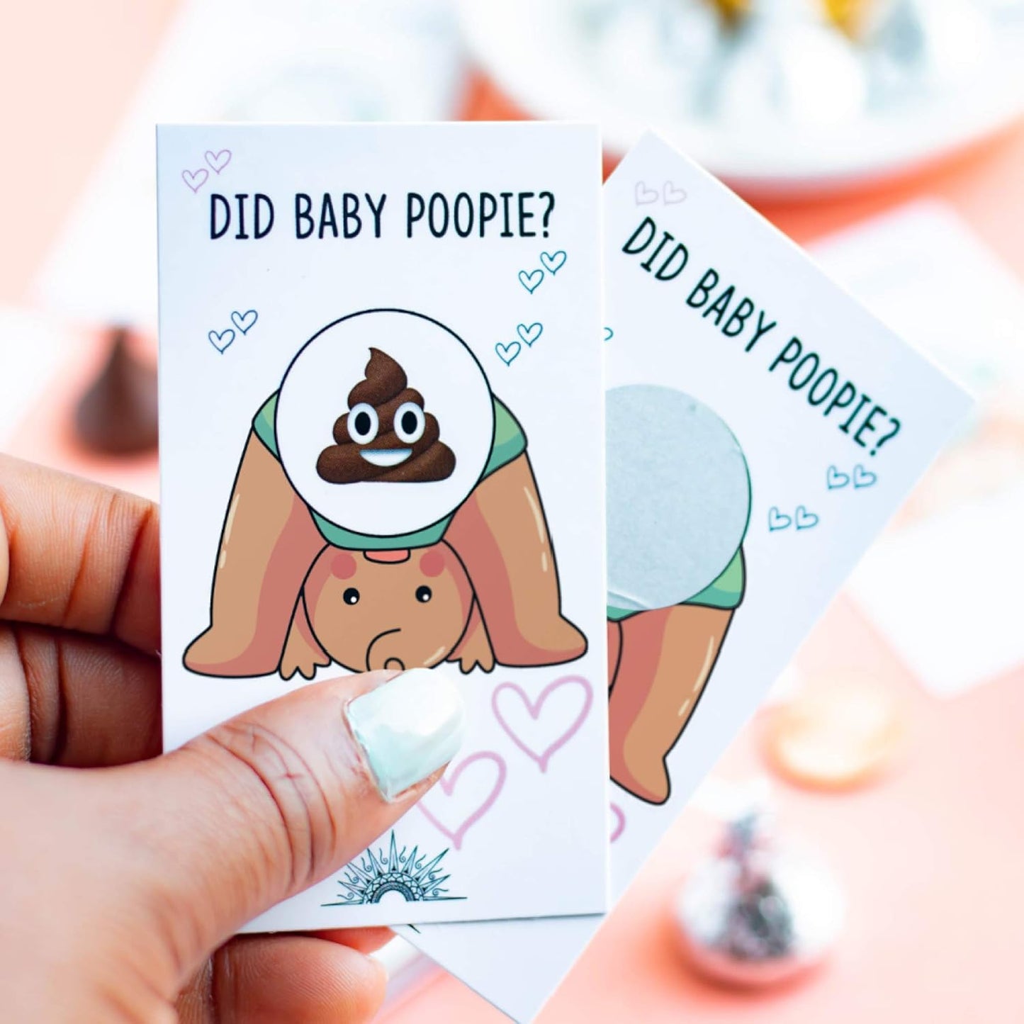 Did Baby Poopie Baby Shower Scratch Off Game (30-Pack, Brown) - Boy or Girl Emoji Lottery Ticket Cards with Winners