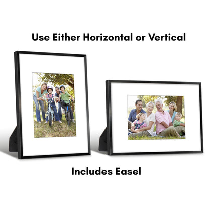 Americanflat 9x12 Metal Picture Frame with Tempered Glass - Use as 6x8 Frame with Mat or Display 9x12 Photo Without Mat - Brooklyn Collection - Picture Frames for Tabletop or Wall - Black