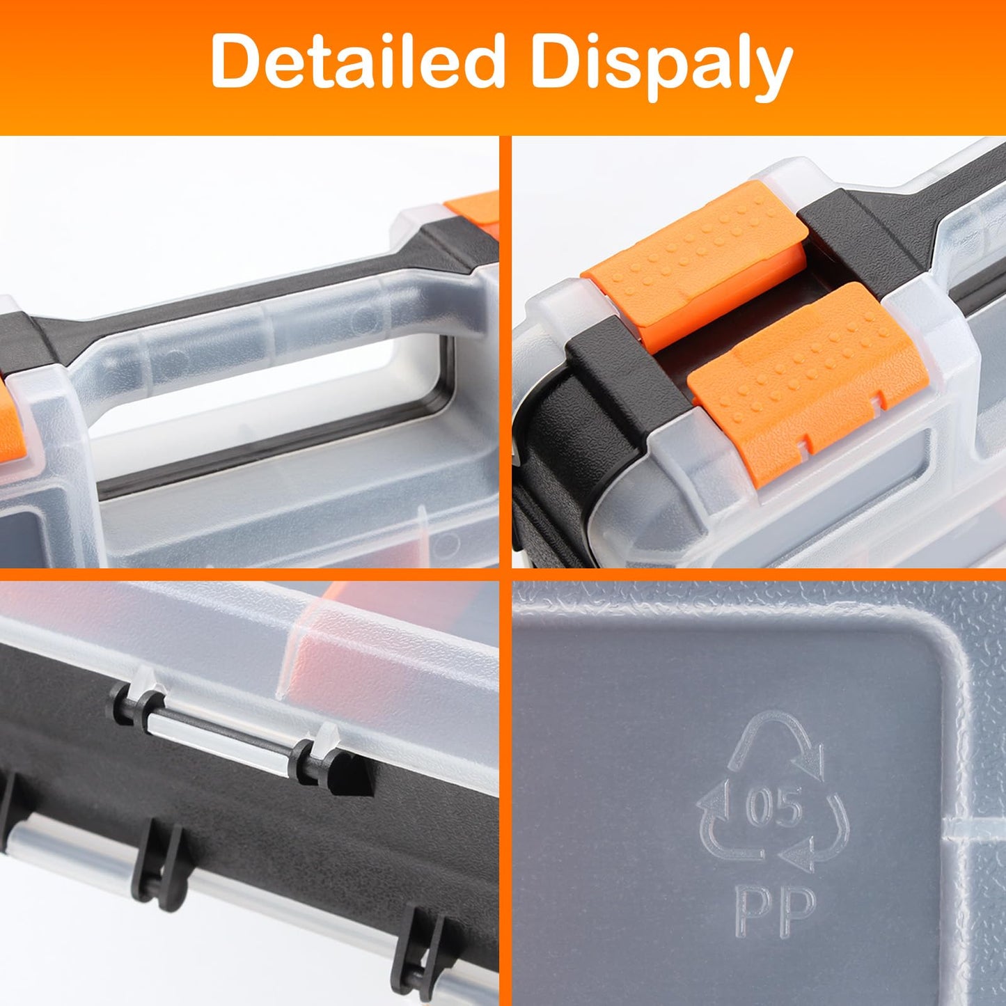 NOEAIKE Plastic 2-Pack Tool Box,Double Side Tool Organizer Small Parts Tool Box Hardware Organizer with Removable Plastic Dividers for Bead/Screws/Nuts/Nails/Bolts/Bins/Crafts