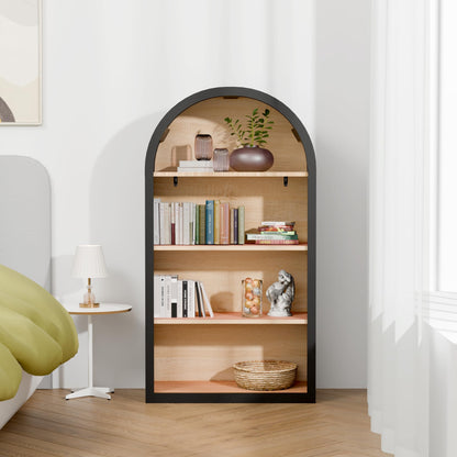 DiMorture 43" Tall Arched Bookshelf/Bookcase, 4-Tier Free-Standing Storage Shelves Bookshelves Organizer Rack for Books/CDs/Magazine, Home Library Organizer(Black)