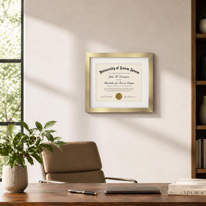 Americanflat 11x14 Diploma Frame with Shatter-Resistant Glass - Use as 8.5x11 Frame with Mat or Display 11x14 Documents Without Mat - Certificate Frames with Engineered Wood for Wall Display - Gold