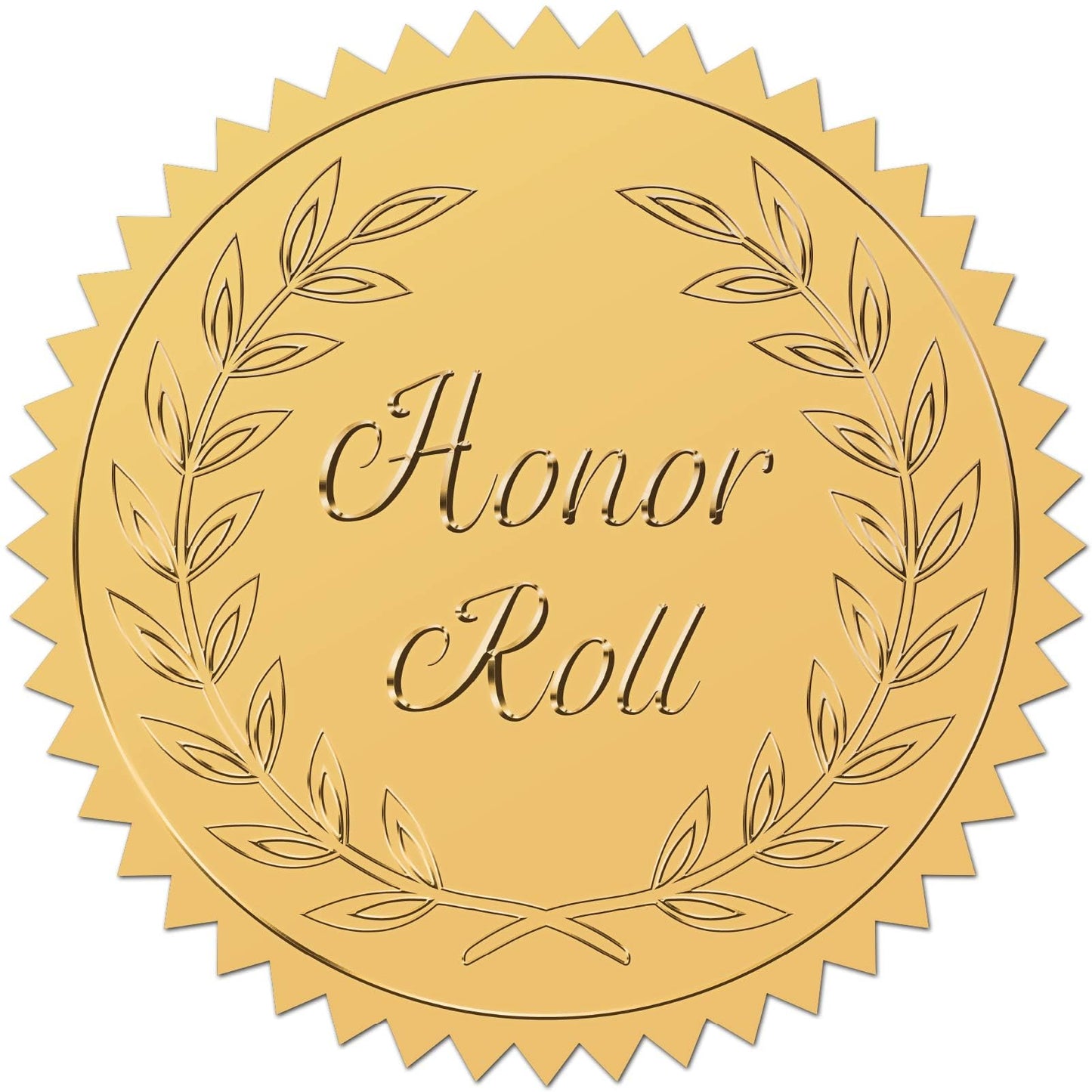 CRASPIRE 408pcs 2 Inch Honor Roll Gold Foil Stickers Word Gold Embossed Gold Certificate Seals Self Adhesive Waterproof Round Dot Medal Decoration Label for Gift Packaging Envelope Card Seal