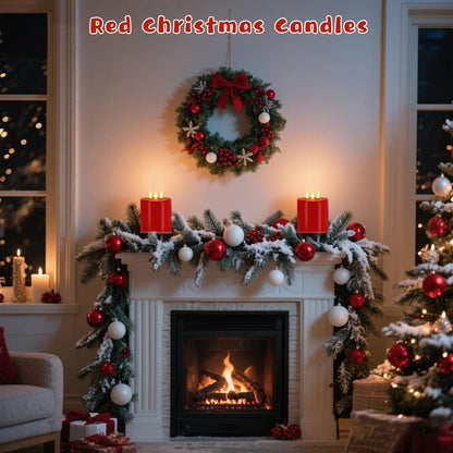 VEEKI Large 3 Wick Flameless Candles Set of 2, 4"x4" Flickering Flameless Candles with Remote & Timer, Dimmable Real Wax LED Candles Battery Operated, Electric Pillar Candles for Home Christmas Decor