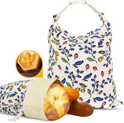 EHZYP 2 Pack 17x13 Inch Beeswax Bread Bags - Reusable Bread Storage Bags,Bees Wax Lined Bread Bags for Home Cooks fresh