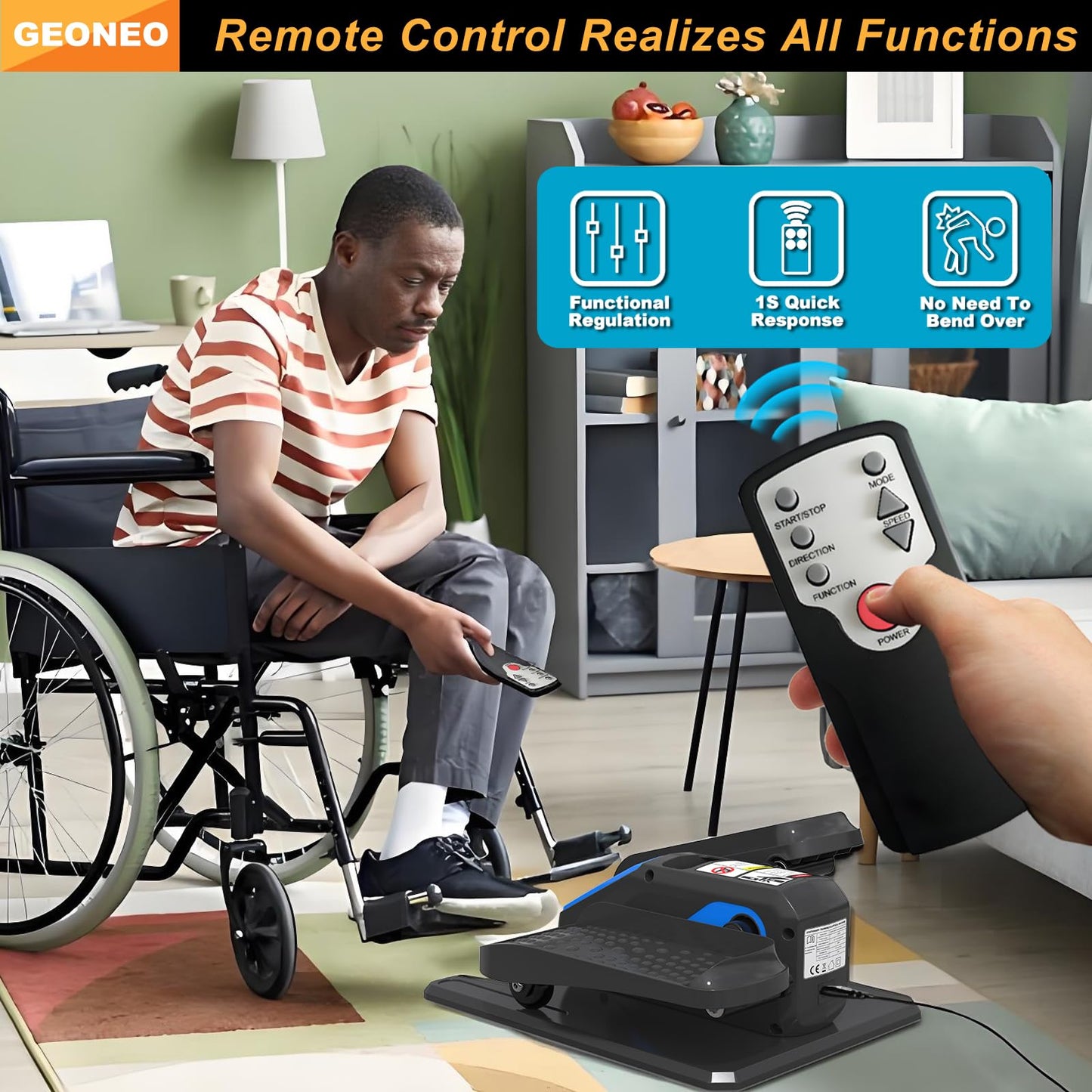 Under Desk Elliptical Machine, Electric Ellipse Leg Exerciser for Senior, Quiet and Compact Electric Seated Pedal Exerciser for Home with Display Monitor, Remote Control & 12 Adjustable Speeds