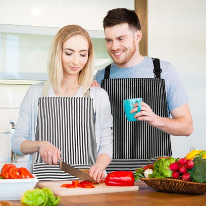 TREASO 2 Pack Aprons for Women with Pockets, Kitchen Cooking Apron for Men, Adjustable Apron Suitable for Chefs, Waiters, Baking, and Nail Technicians