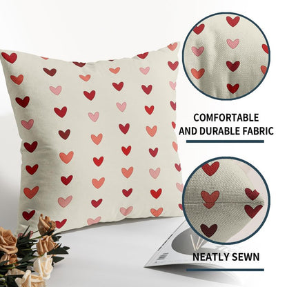 Valentines Pillow Covers 18x18 Set of 2 Valentine's Day Red Pink Love Heart Stripe Decorative Outdoor Throw Pillows Farmhouse Holiday Valentine Decor Pillowcases Cushion Cases for Sofa Couch Bed