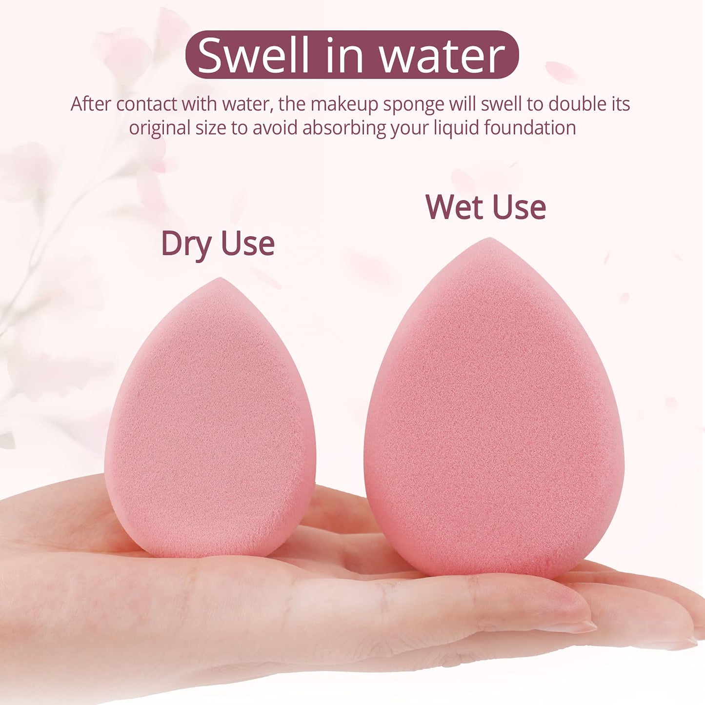 BEAKEY Super Soft Makeup Sponge Set of 6, Makeup Sponges for Foundation, Liquid, Cream and Powder, Pink Beauty Sponge for Blending, 0 Latex Blender