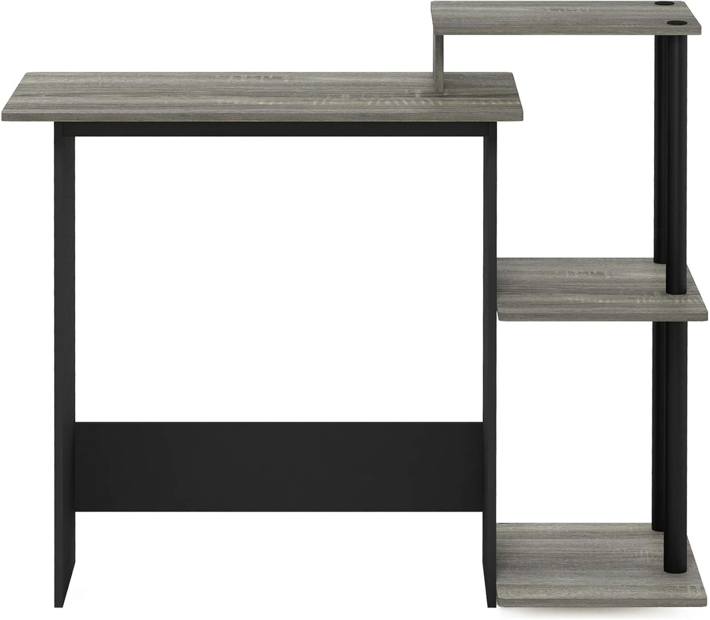 Furinno Efficient Home Laptop Notebook Computer Desk with Square Shelves, French Oak/Black Finish