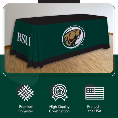 Victory Corps Bemidji State Beavers College Sports Printed Table Throw - NCAA Licensed - Polyester - School Tablecloth (Green, Black) (6' Draped)
