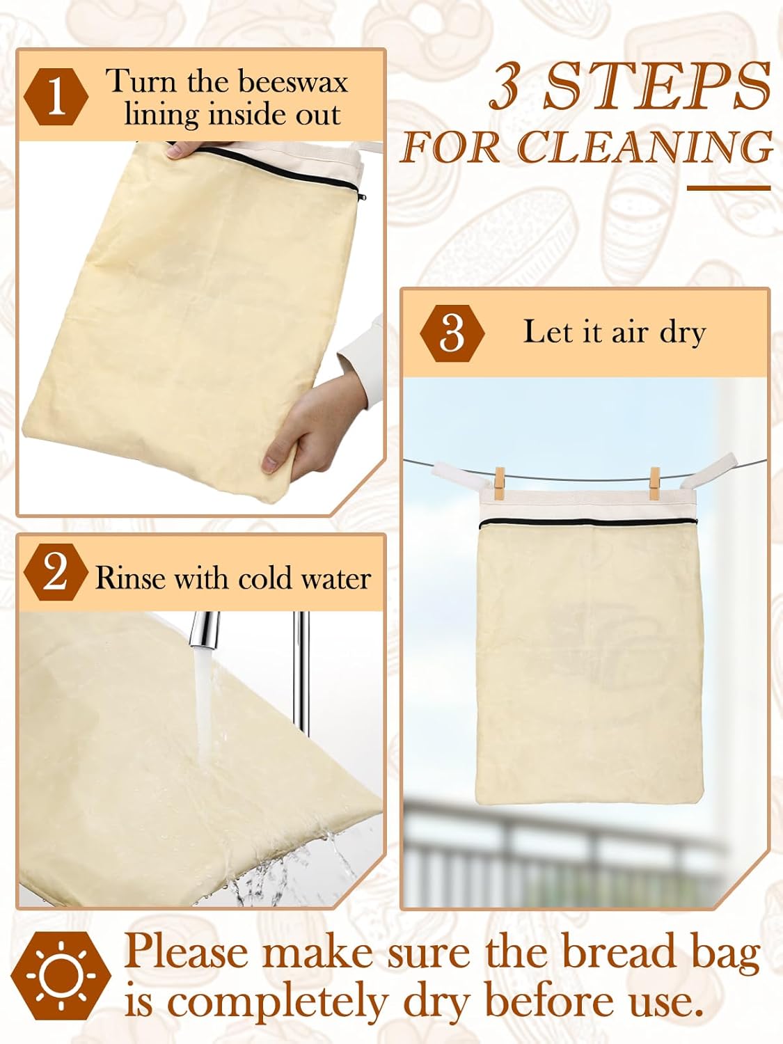 2 13''x16.7'' 2 ANPHSIN pcs Natural Beeswax Bread Bags with Sealing Zipper - Reusable Sourdough Storage Wraps