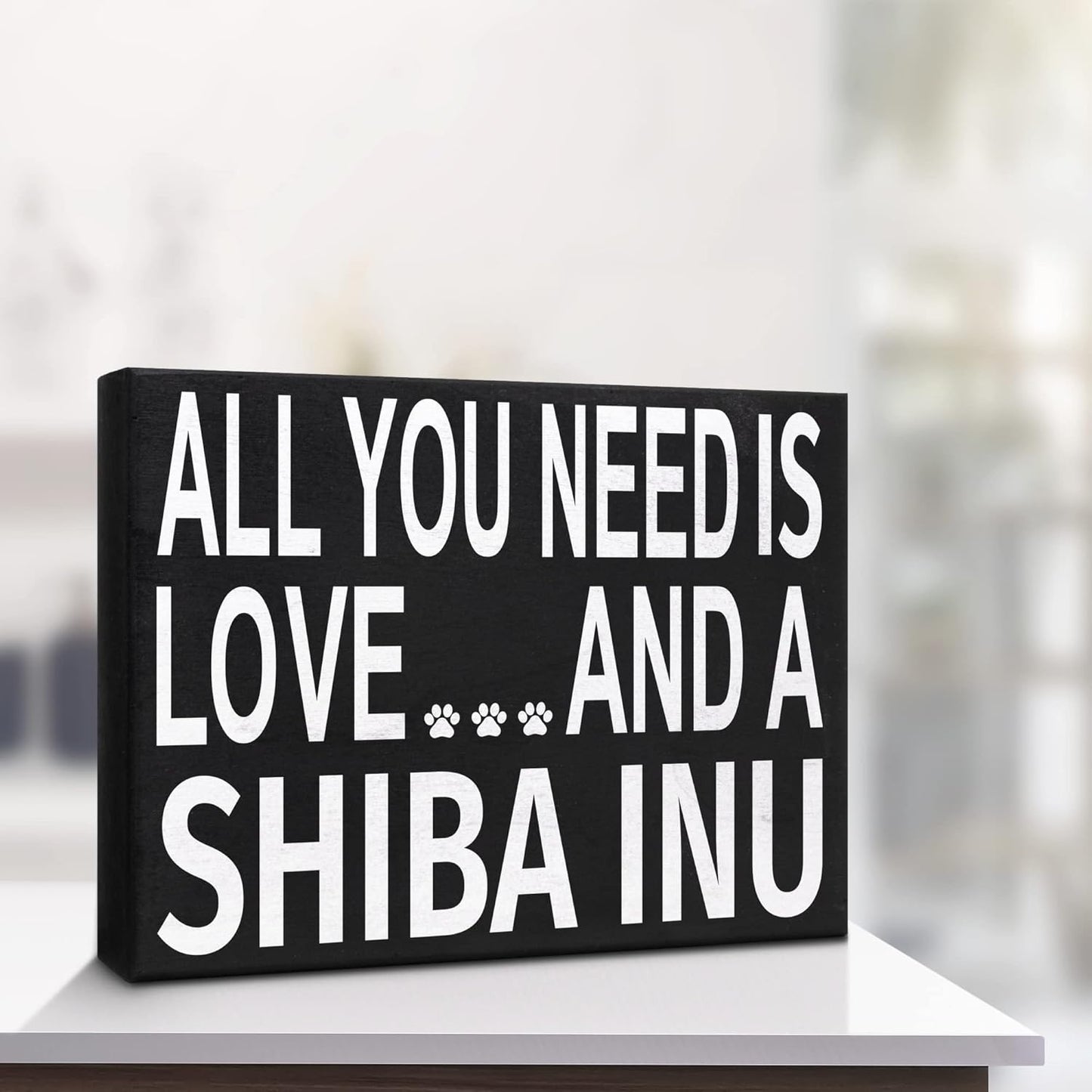 JennyGems Shiba Inu Gifts, All You Need Is Love and a Shiba Inu Wooden Sign, Shelf Decor and Wall Hanging, Made in USA