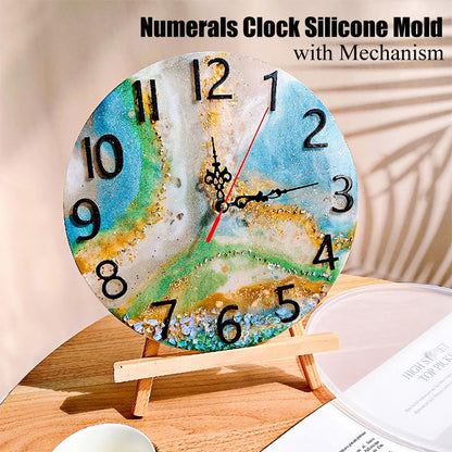 Resin Clock Molds,10''/14'' Roman Numerals Clock Silicone Mold with Mechanism,Resin Clock Epoxy Casting Molds for DIY Jewelry Art Crafts Home Decor Gift Wall Hanging Ornaments(Large, Arabic)