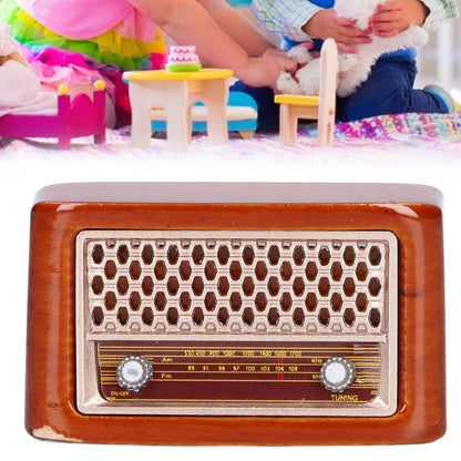 Dollhouse Furniture, 1:12 Miniature Exquisite Wooden Alloy Radio, Classic Exquisite Cute Miniature Radio Model, Dollhouse Decoration Accessories