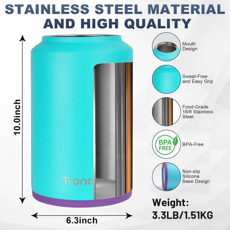Tronco 1 Gallon Water Bottle, 128 oz Large Stainless Steel Triple Wall Vacuum Insulated Water Jug with Straw Lid and Spout, Keep Cold 48 Hrs, Top Handle, Leak Proof, Wide Mouth, Sweat Proof, BPA Free