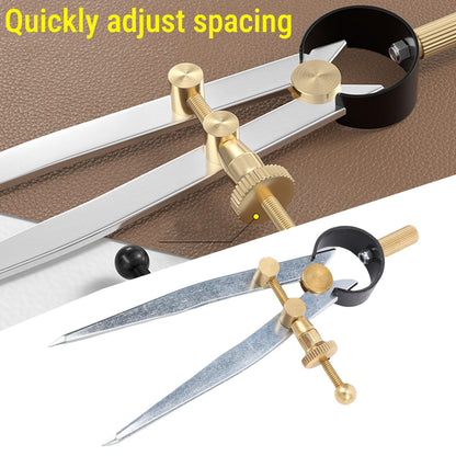 YUEHISY Spring Wing Divider Caliper, 4in Drafting Compass with Leather Creaser, Adjustable Lockable Tool, for Geometry Craft Work