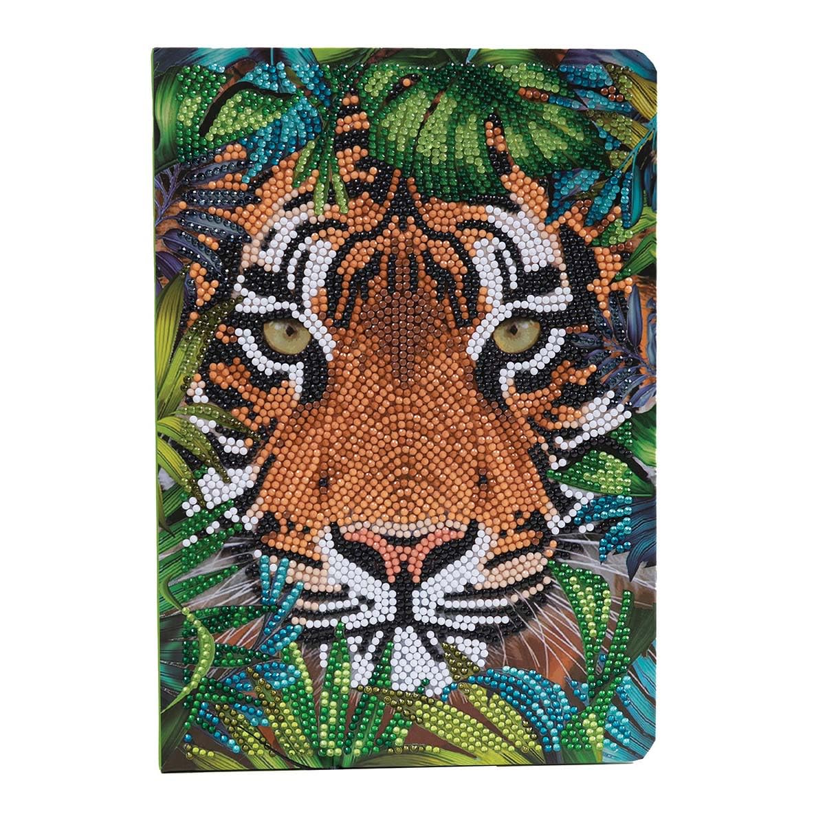 Crystal Art Diamond Painting Notebook - Tiger in The Forest - Create a Sparkling Notebook Cover Using Crystals - for Ages 8 and up