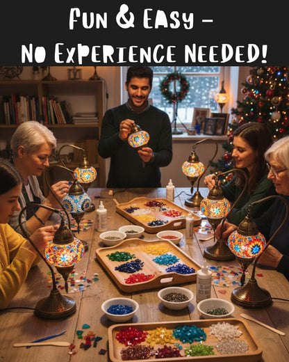 DEMMEX DIY Turkish Moroccan Mosaic Lamp Making Kit – Beginner Friendly Mosaic Art & Craft Project Kit for Adults & Teens – No Grout/Plaster Needed – Fun, Easy, No Experience Required (Brown&Amber)
