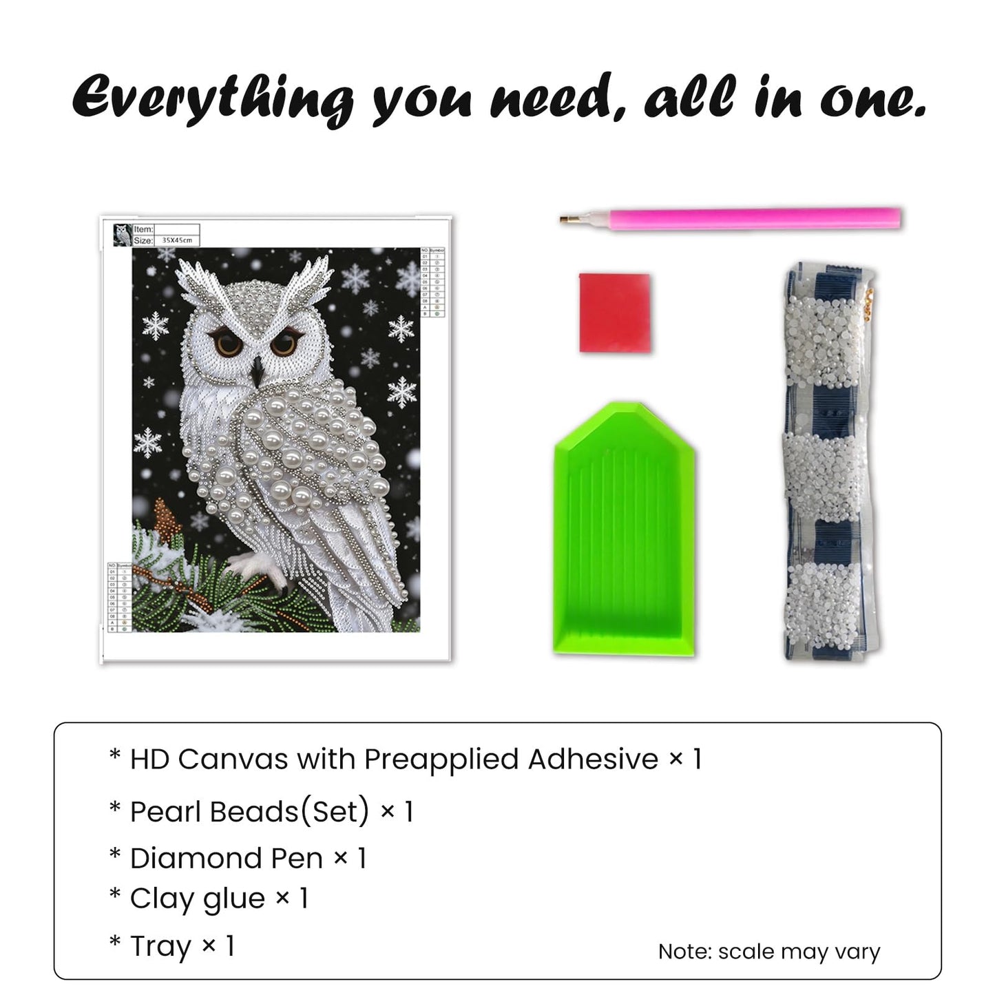 SuuTang 5D Diamond Art Pearl Painting Kits for Adults, Special Shaped Owl Beaded Art Kit for Beginners, 13.8X17.8inch, DIY 3D Plastic Pearl Diamond Dots Gem Art Craft, Home Wall Decor Gift