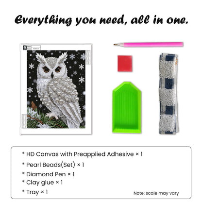 SuuTang 5D Diamond Art Pearl Painting Kits for Adults, Special Shaped Owl Beaded Art Kit for Beginners, 13.8X17.8inch, DIY 3D Plastic Pearl Diamond Dots Gem Art Craft, Home Wall Decor Gift