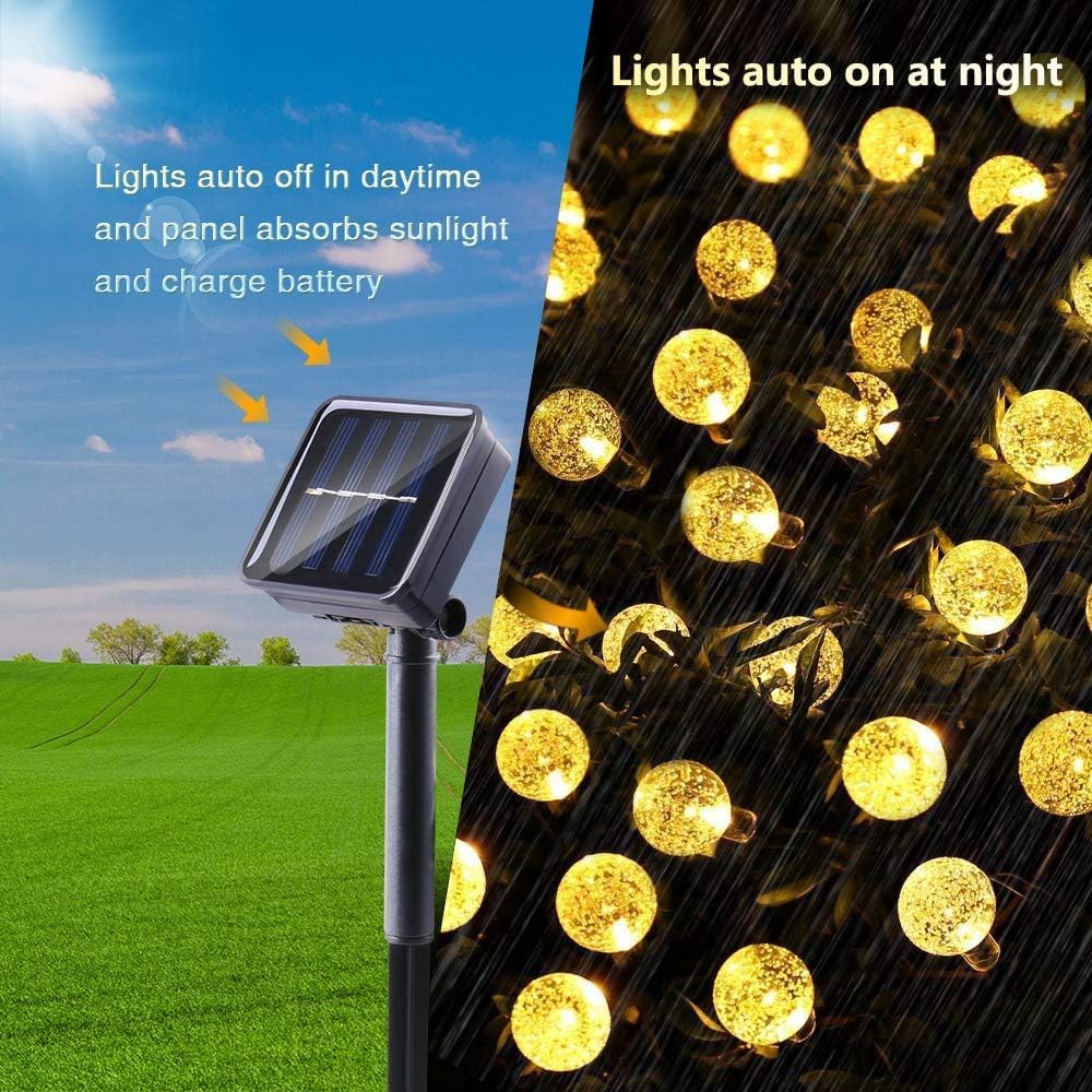 Toodour Solar String Lights Outdoor, 56ft 100 LED Globe String Lights with 8 Modes, Waterproof Solar Powered Patio Lights for Garden, Lawn, Gazebo, Porch, Yard, Wedding, Party Decor - Warm White