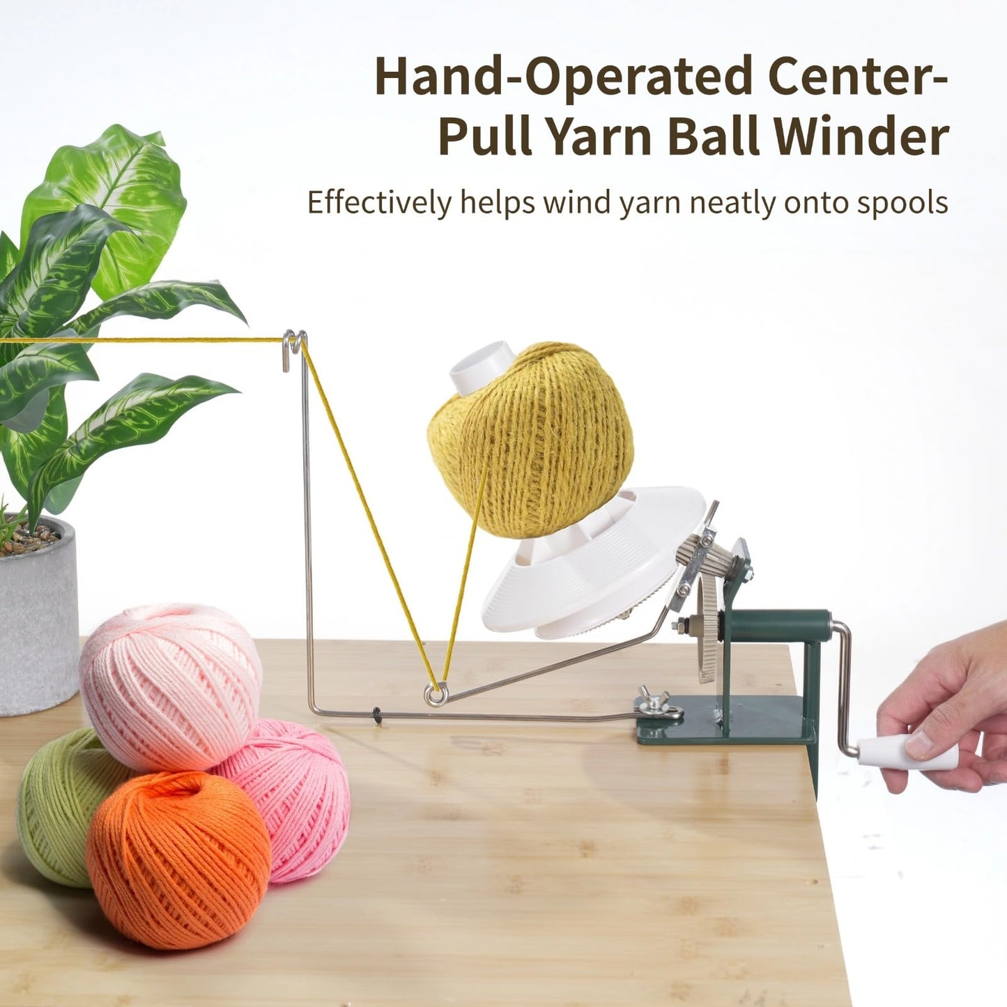 Yarn Winder for Crocheting - Yarn Ball Winder Manual with Sturdy Metal Base & ABS Gear, Upgraded Clamp, Easy Table Installation, Anti-Tangle, Size 13.9 x 3.3 x 3.3 in