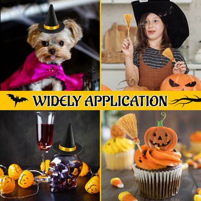 ZHWKMYP 28Pcs Mini Witch Hats, Small Witch Hat for Crafts Halloween Party Decorations