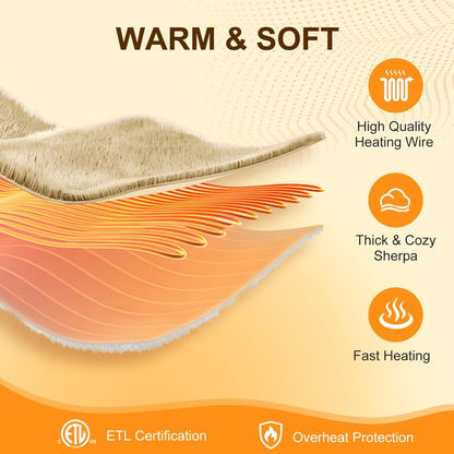 LUZARTA Heated Blanket Full Size 72"X84" Beige - Soft Double Sided Sherpa Electric Blanket Full Size with LED Display, 6 Heating Levels & 10 hrs Timer, Machine Washable & Fast Heating, Gift for Women