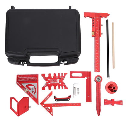 Hamwesh Woodworking Ruler Set, 9Pcs Aluminum Alloy Geometry Set Precision Measuring Tools for Accurate Layout Includes T Square Ruler, Compasses, Protractor, and Dovetail with