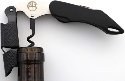 Wise Products Premium Corkscrew Wine Bottle Opener, Black Edition for Wine Lovers, Eco-Friendly Pouch (1 PACK)