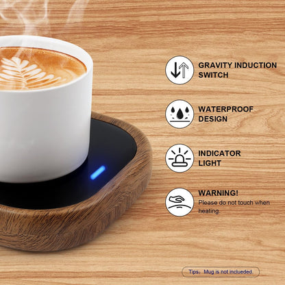 Coffee Mug Warmer, Candle Warmer for Desk with Auto Shut Off, Mug Warmer for Coffee, Tea, Hot Chocolate (Wood Grain)