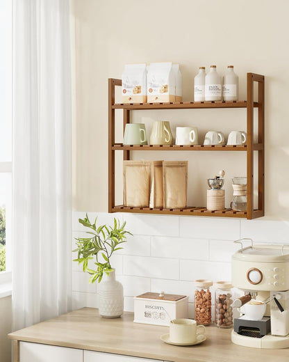 3-Tier 5.9 23.6 21.3 Inches, UBCB013K01 SONGMICS Bamboo Bathroom Shelf, Adjustable Plants Rack, Wall-Mounted or Stand