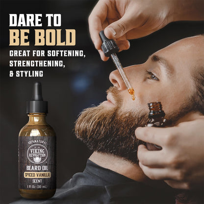 Viking Revolution Sandalwood Beard Oil for Men - Natural Mens Beard Oil with Argan Oil and Jojoba Oil - Beard Softener, Strengthens and Moisturizes - Beard Conditioner for Men (Sandalwood, 1 Pack)